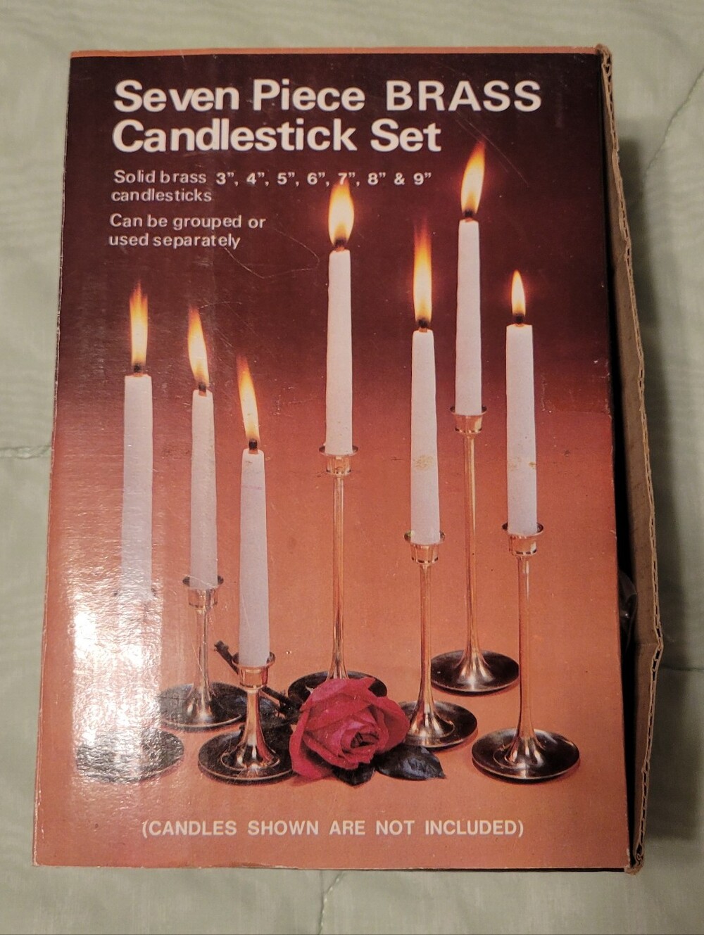 Seven Piece Brass Candlestick Set - Solid Brass